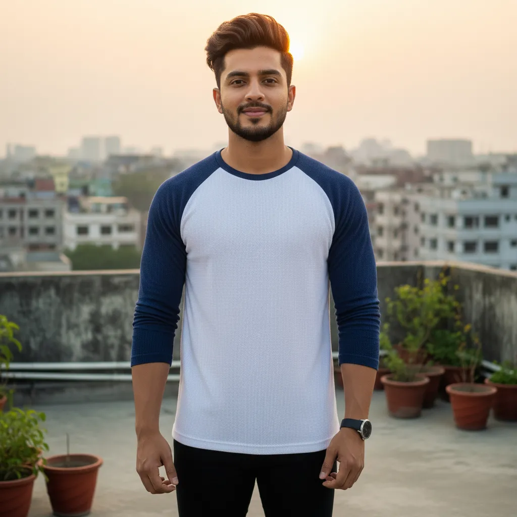 নেভি/ সাদা সুতি লাইট সোয়েটার ০২